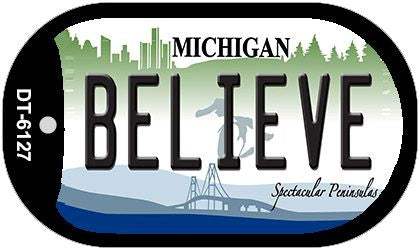 Believe Michigan Novelty Metal Dog Tag Necklace DT-6127