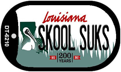 Skool Suks Louisiana Novelty Metal Dog Tag Necklace DT-6210