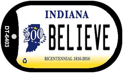 Indiana Believe Novelty Metal Dog Tag Necklace DT-6403