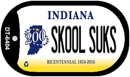 Indiana Skool Suks Novelty Metal Dog Tag Necklace DT-6404