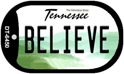 Believe Tennessee Novelty Metal Dog Tag Necklace DT-6450