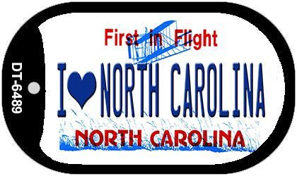 I Love North Carolina Novelty Metal Dog Tag Necklace DT-6489