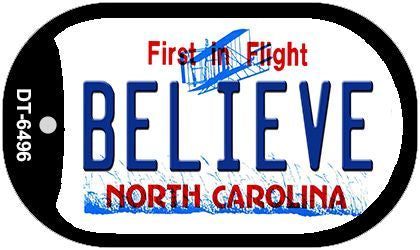 Believe North Carolina Novelty Metal Dog Tag Necklace DT-6496