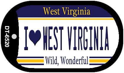 I Love West Virginia Novelty Metal Dog Tag Necklace DT-6520