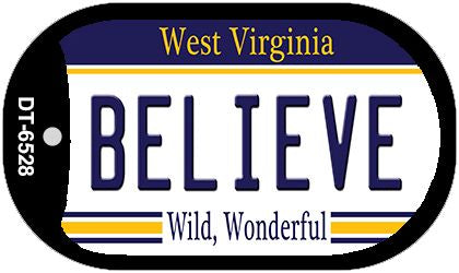 Believe West Virginia Novelty Metal Dog Tag Necklace DT-6528