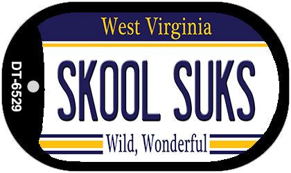 Skool Suks West Virginia Novelty Metal Dog Tag Necklace DT-6529