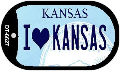 I Love Kansas Novelty Metal Dog Tag Necklace DT-6627