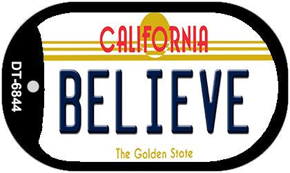 Believe California Novelty Metal Dog Tag Necklace DT-6844