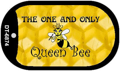 Queen Bee Honey Comb Novelty Metal Dog Tag Necklace DT-6874