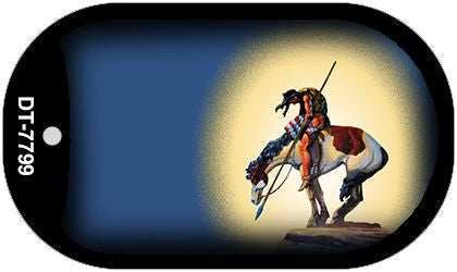 End of the Trail Blue Offset Novelty Metal Dog Tag Necklace DT-7799