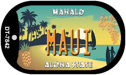 Maui Pineapple Novelty Metal Dog Tag Necklace DT-7842