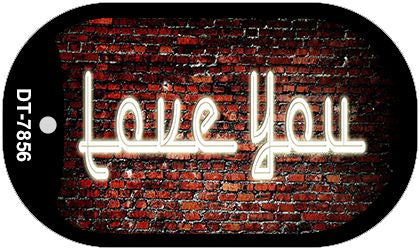 Love You Neon Novelty Metal Dog Tag Necklace DT-7856