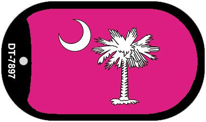Pink South Carolina Flag Novelty Metal Dog Tag Necklace DT-7897