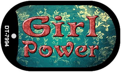 Girl Power Novelty Metal Dog Tag Necklace DT-7994