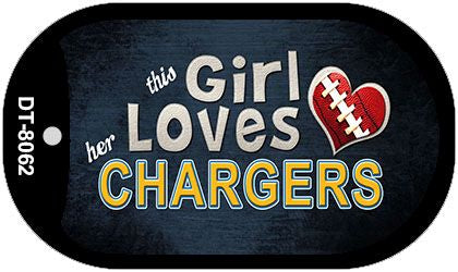 This Girl Loves Her Chargers Novelty Metal Dog Tag Necklace DT-8062