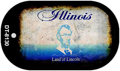 Illinois Rusty Blank Novelty Metal Dog Tag Necklace DT-8130