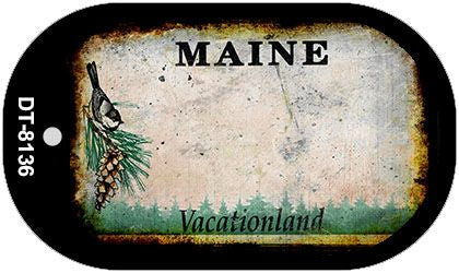 Maine Rusty Blank Novelty Metal Dog Tag Necklace DT-8136