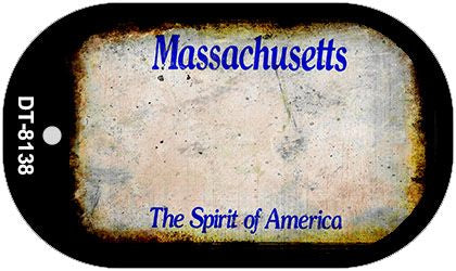 Massachusetts Rusty Blank Novelty Metal Dog Tag Necklace DT-8138