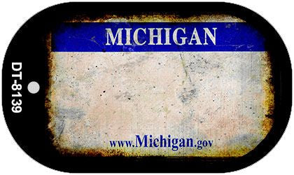 Michigan Rusty Blank Novelty Metal Dog Tag Necklace DT-8139