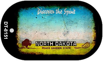North Dakota Rusty Blank Novelty Metal Dog Tag Necklace DT-8151
