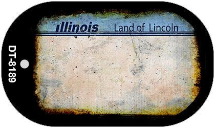 Illinois Rusty Blank Novelty Metal Dog Tag Necklace DT-8189