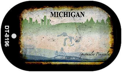 Michigan Rusty Blank Novelty Metal Dog Tag Necklace DT-8196