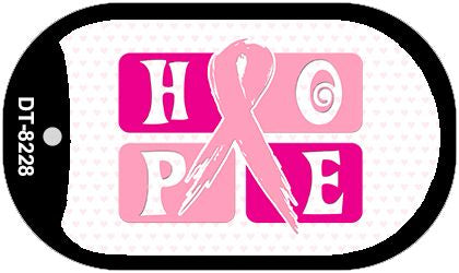 Hope Breast Cancer Ribbon Novelty Metal Dog Tag Necklace DT-8228