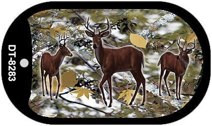 Deer on Camo Novelty Metal Dog Tag Necklace DT-8283