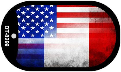 American France Flag Scroll Metal Novelty Dog Tag Necklace DT-8299