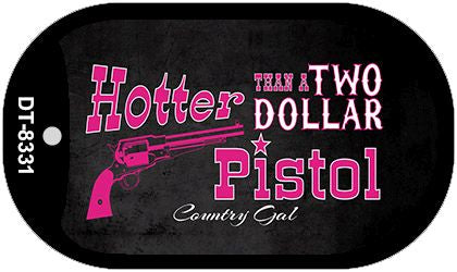 Two Dollar Pistol Novelty Metal Dog Tag Necklace DT-8331