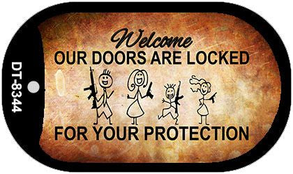 Doors Locked Your Protection Novelty Metal Dog Tag Necklace DT-8344