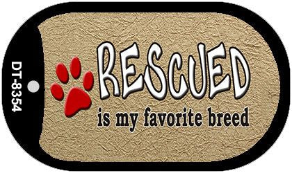 Rescued Is My Favorite Novelty Metal Dog Tag Necklace DT-8354