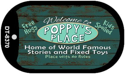 Welcome to Poppys Place Novelty Metal Dog Tag Necklace DT-8370