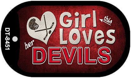 This Girl Loves Her Devils Novelty Metal Dog Tag Necklace DT-8451