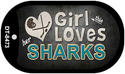 This Girl Loves Her Sharks Novelty Metal Dog Tag Necklace DT-8473