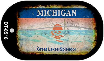 Michigan Rusty Blank Novelty Metal Dog Tag Necklace DT-8516