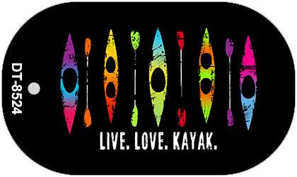Live Love Kayak Novelty Metal Dog Tag Necklace DT-8524