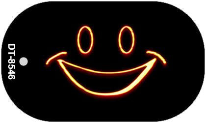Neon Smiling Face Novelty Metal Dog Tag Necklace DT-8546