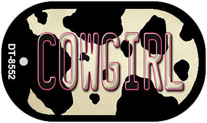 Cowgirl Cow Novelty Metal Dog Tag Necklace DT-8552