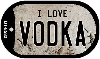 I Love Vodka Novelty Metal Dog Tag Necklace DT-8582