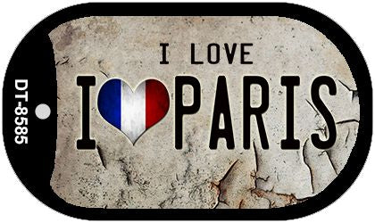I Love Paris Novelty Metal Dog Tag Necklace DT-8585