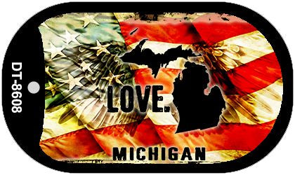 Michigan Love Metal Novelty Dog Tag Necklace DT-8608