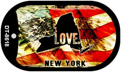 New York Love Metal Novelty Dog Tag Necklace DT-8618
