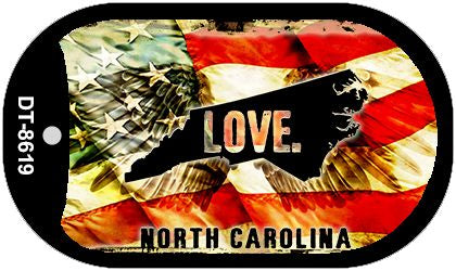 North Carolina Love Metal Novelty Dog Tag Necklace DT-8619