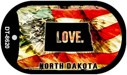North Dakota Love Metal Novelty Dog Tag Necklace DT-8620