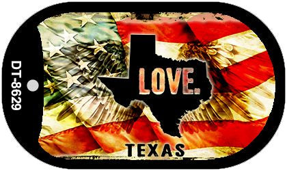 Texas Love Metal Novelty Dog Tag Necklace DT-8629