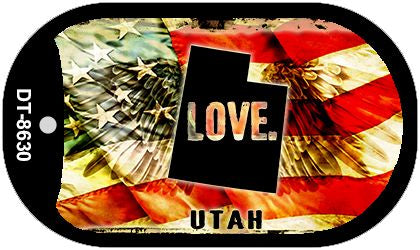 Utah Love Metal Novelty Dog Tag Necklace DT-8630