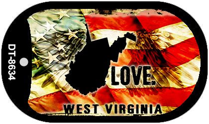 West Virginia Love Metal Novelty Dog Tag Necklace DT-8634