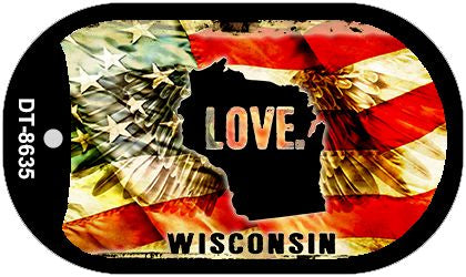 Wisconsin Love Metal Novelty Dog Tag Necklace DT-8635