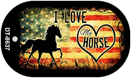 I Love My Horse Novelty Metal Dog Tag Necklace DT-8637
